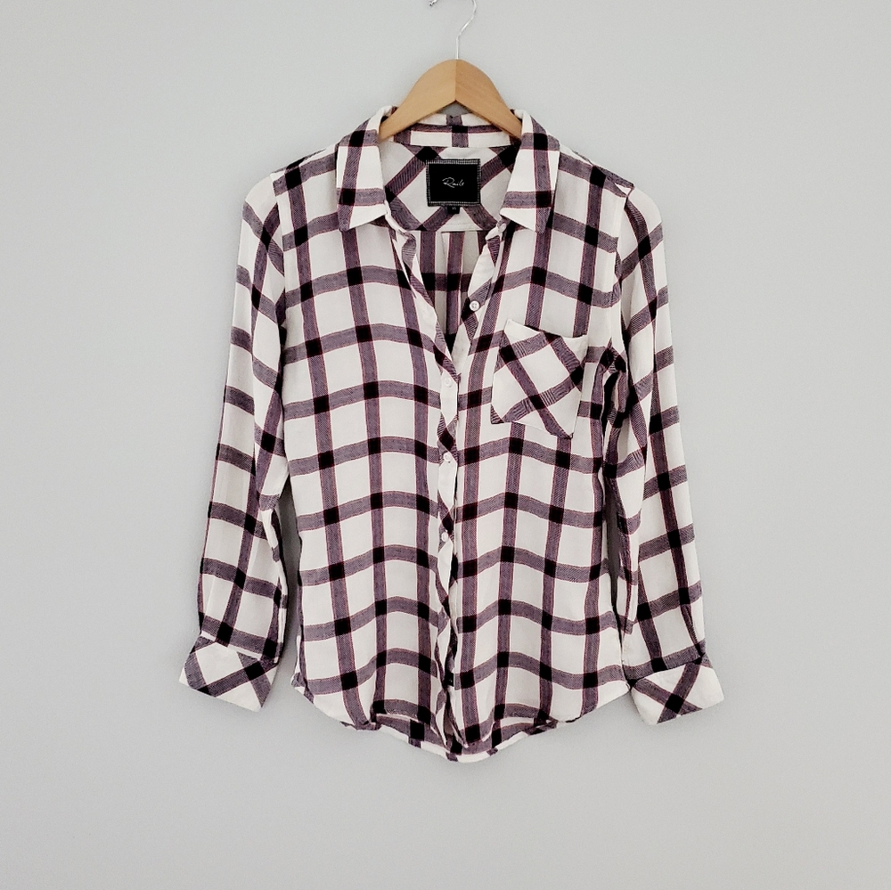 Rails Hunter plaid button down cream xsmall